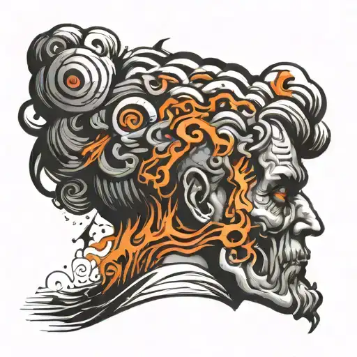 overthinking concept exploded head tattoo design idea
