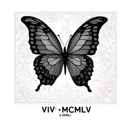 "VI·V·MCMLV V·XVII·MCMLII" semi colon butterfly tattoo design idea