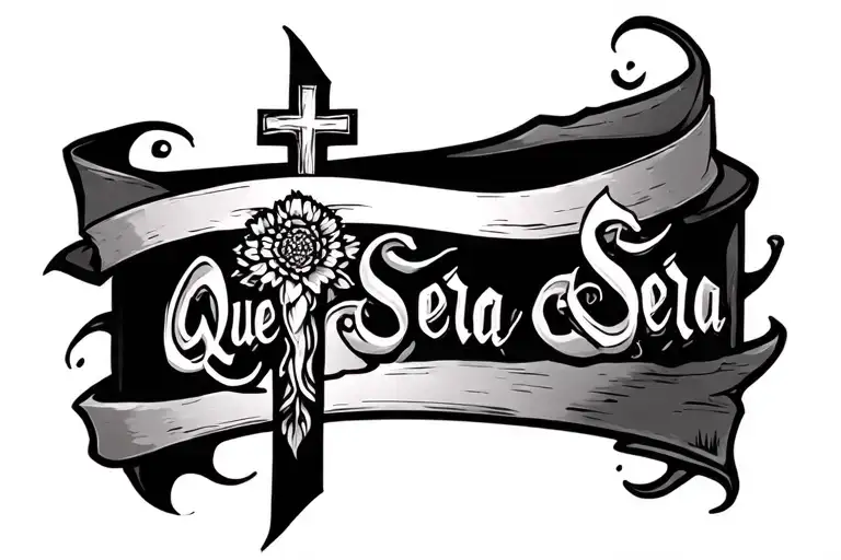 "Que Sera Sera" and a cross tattoo tattoo design idea