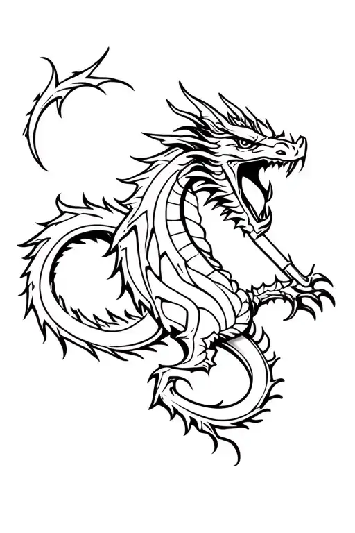 dragon aries knight honor protector tattoo design idea