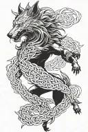 fenrir breaking free from chains tattoo design idea