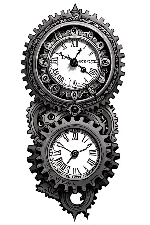 Jesus, bible verse, gears, clock face tattoo design idea