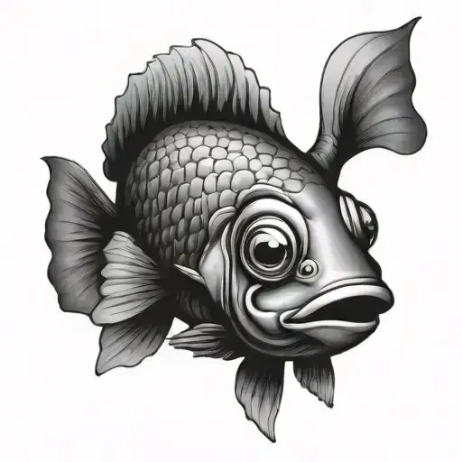 big eyes fish tattoo design idea