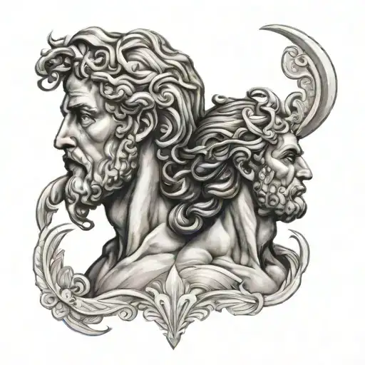 Greek mythology cover up back tattoo with Prometheus, Oceanus, and atlas tattoo design idea