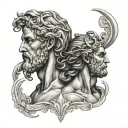 Greek mythology cover up back tattoo with Prometheus, Oceanus, and atlas tattoo design idea