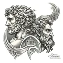 Greek mythology cover up back tattoo with Prometheus, Oceanus, and atlas tattoo design idea