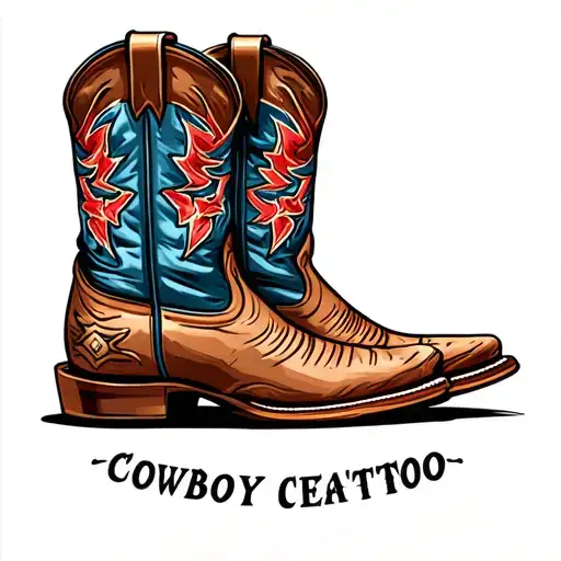cowboy boots tattoo design idea