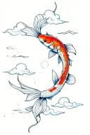 two koi fish and clouds tattoo design idea