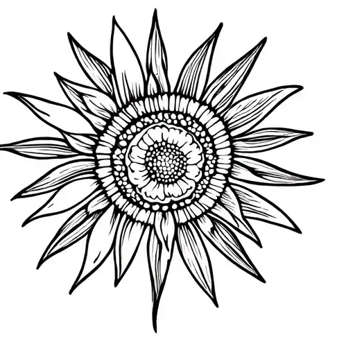 sun and flower from tangled tattoo design idea