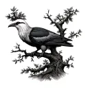 Cuervo Posado in a tree tattoo design idea