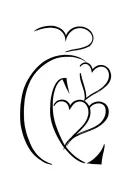 C initial with 3 hearts one heart tattoo design idea