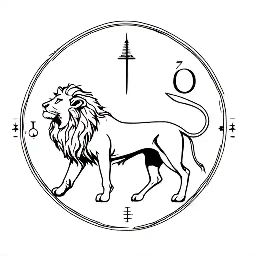 Astrological sign lion and balance and bull tattoo design idea