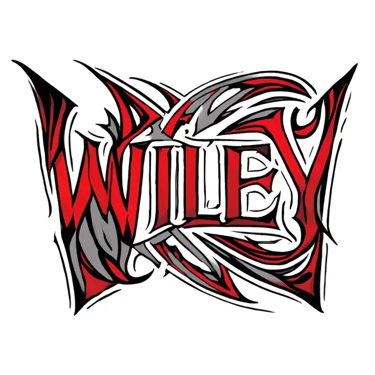 "WILEY" Last Name Red and Black grey tattoo tattoo design idea