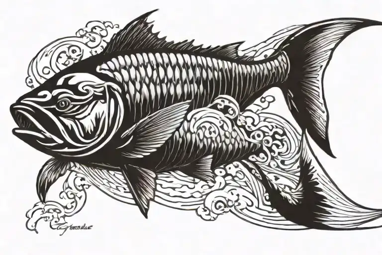 Florida and tarpon rolling on surface tattoo design idea