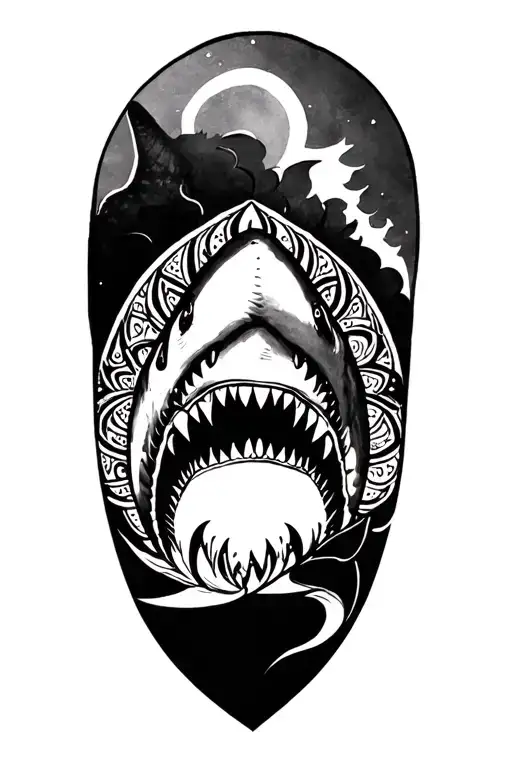 mandala shark silouette wrap my arm tattoo design idea