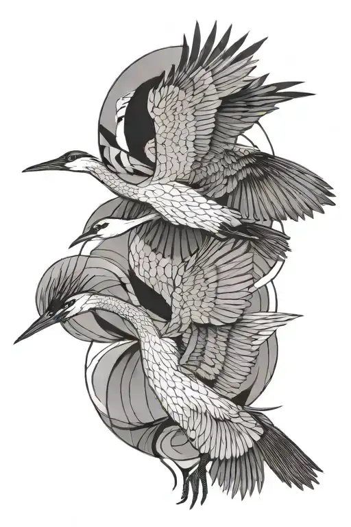 loon, sandhill crane, abstract tattoo design idea
