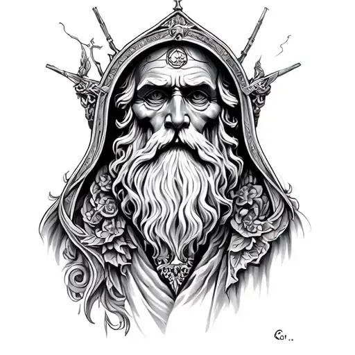 Father Time neck t tattoo design idea