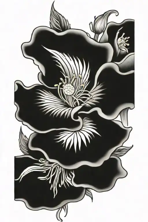 morning glory + chrysanthemum + narcissus flower tattoo design idea