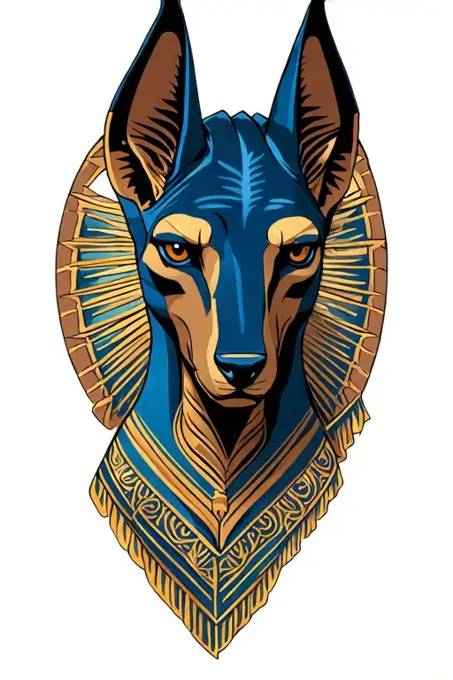 anubis with blues tattoo design idea
