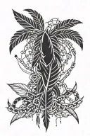 Feathers linked with chains tattoo design idea