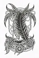 Feathers linked with chains tattoo design idea