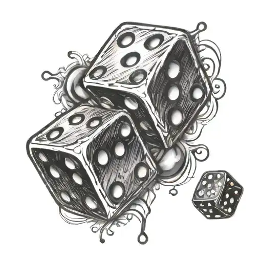 vintage style 2 dice rolling tattoo design idea