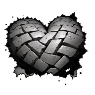 torn skin with swinging brick as a heart tattoo tattoo design idea