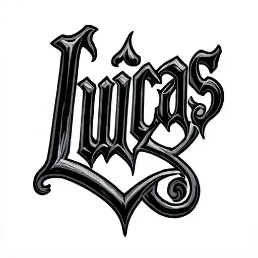 The name Lucas in gothic font small tattoo design idea