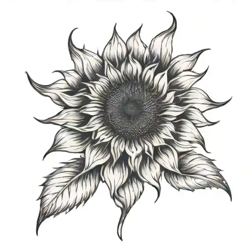 Sunflower with eternal love viking rune in the middle tattoo design idea