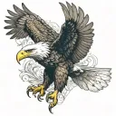 Majestic Eagle**: Depicts an eagle in full flight with wings spread, symbolizing freedom and determination. tattoo design idea