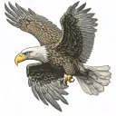 Majestic Eagle**: Depicts an eagle in full flight with wings spread, symbolizing freedom and determination. tattoo design idea
