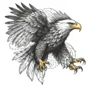 Majestic Eagle**: Depicts an eagle in full flight with wings spread, symbolizing freedom and determination. tattoo design idea
