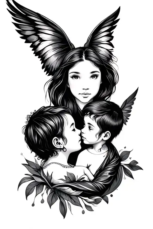 Mother Son Matching tattoo design idea