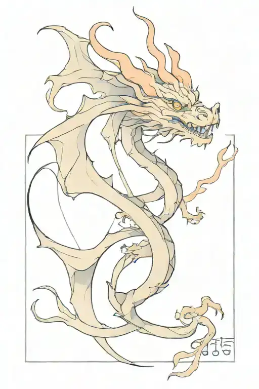 smoke dragon with watercolors tattoo design idea
