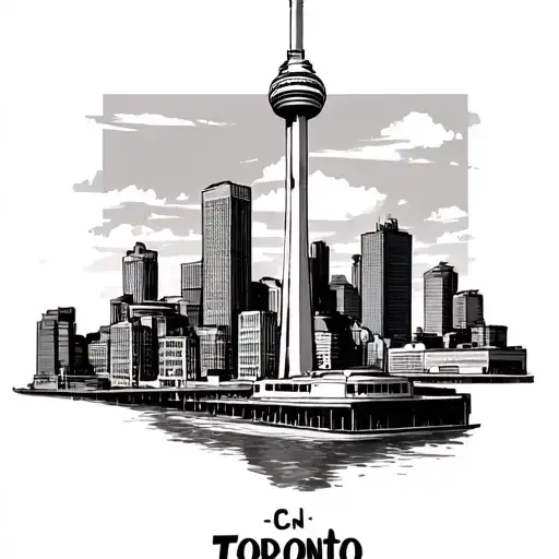 Cn tower with toronto and j cole tattoo design idea