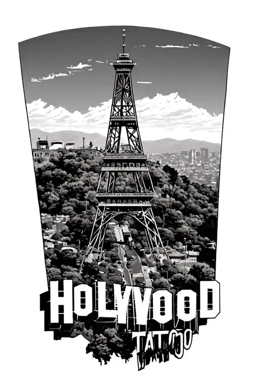 Hollywood sign tattoo design idea