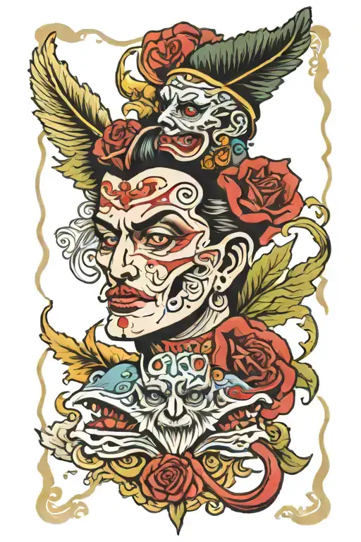 a date with a two faced god tattoo design idea