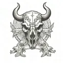 buffalo skull with baseball lace across the face tattoo design idea