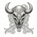 buffalo skull with baseball lace across the face tattoo design idea