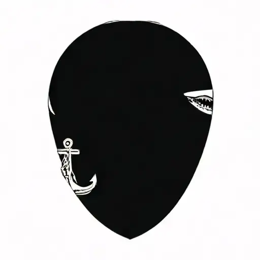 shark biting an anchor wearing a sailor hat tattoo design idea