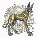 Anubis guiding souls tattoo design idea