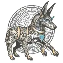 Anubis guiding souls tattoo design idea