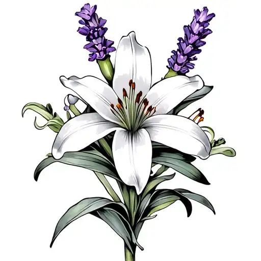 Clivia and Lavender flowers with date of death . Crossword tattoo design idea