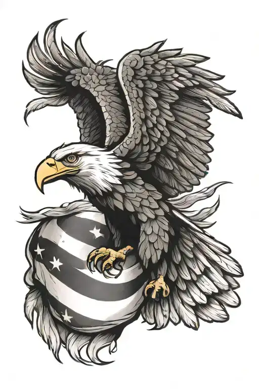 flag eagle tattoo design idea