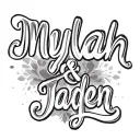 two child names written, Mylah and Jayden tattoo design idea