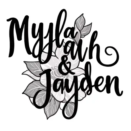two child names written, Mylah and Jayden tattoo design idea