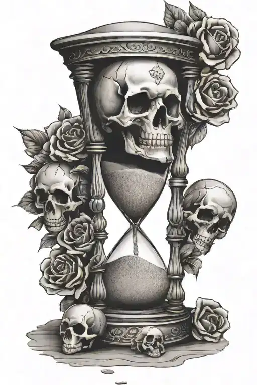coffin shaped hourglass with skulls instead of sand tattoo design idea