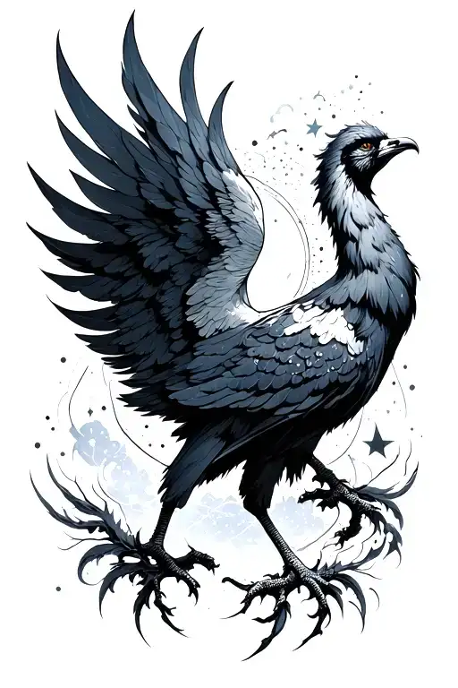 Aquarius constellation with pheonix rising tattoo design idea