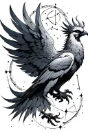 Aquarius constellation with pheonix rising tattoo design idea