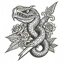 snake with a dagger tattoo design idea